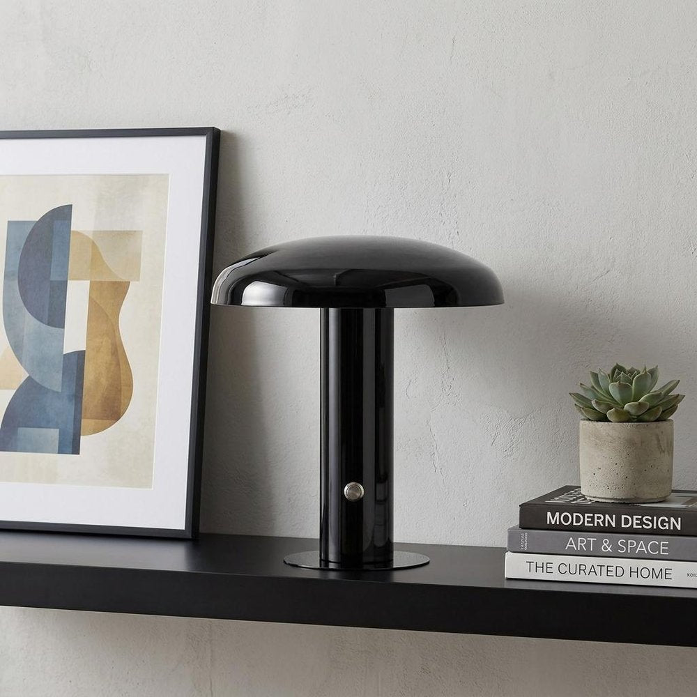 11" Black Novelty USB Table Lamp With Globe Shade