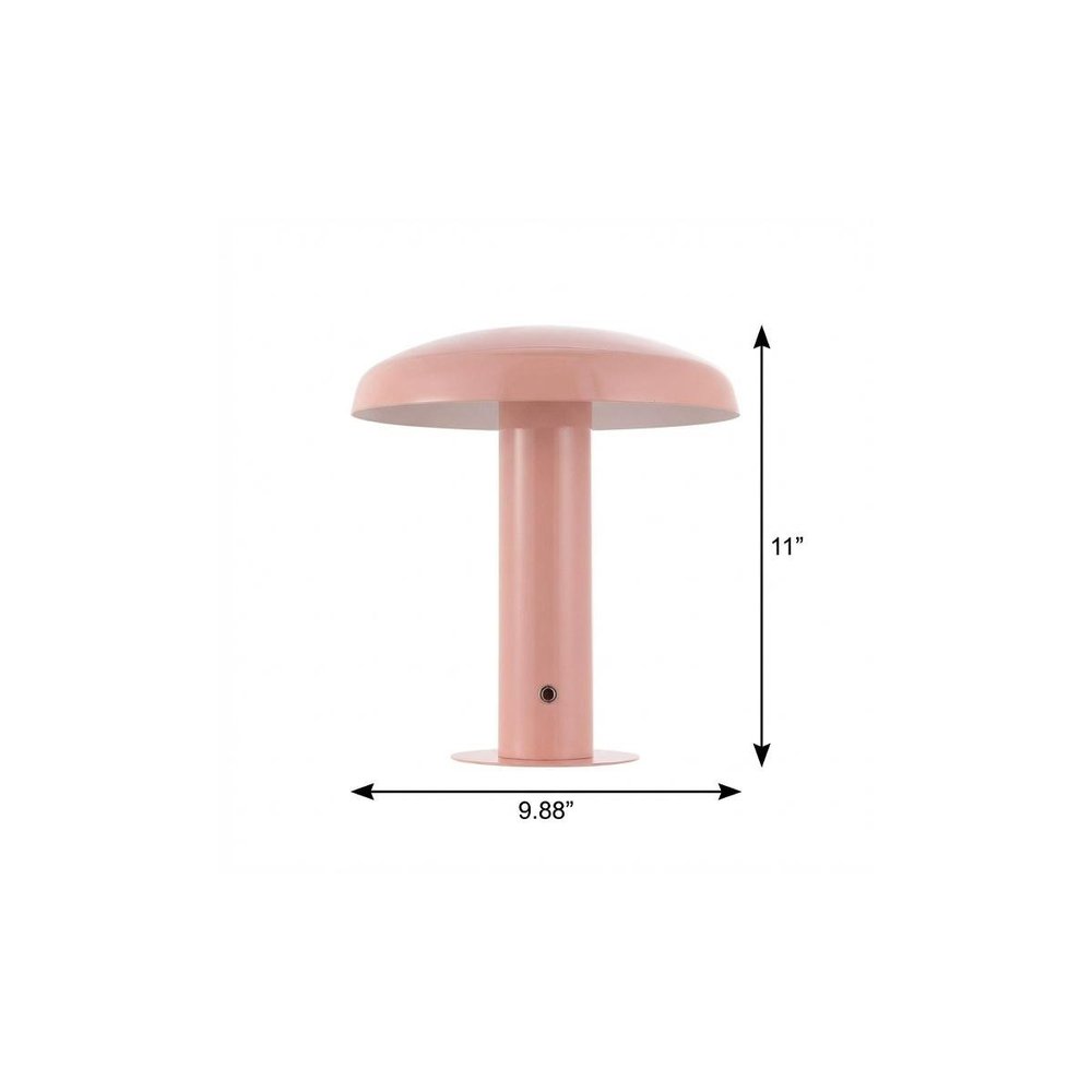 11" Pink Round USB Table Lamp With Globe Shade