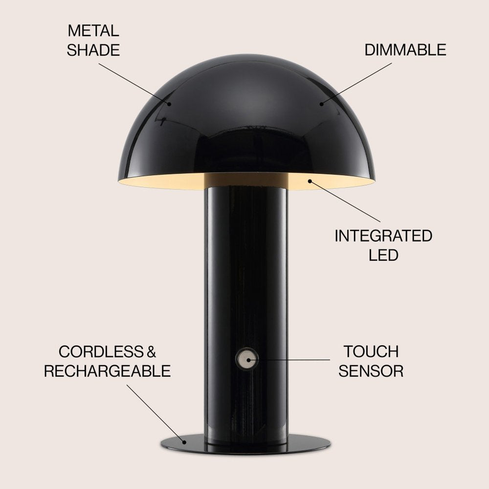 11" Black Novelty USB Table Lamp With Globe Shade