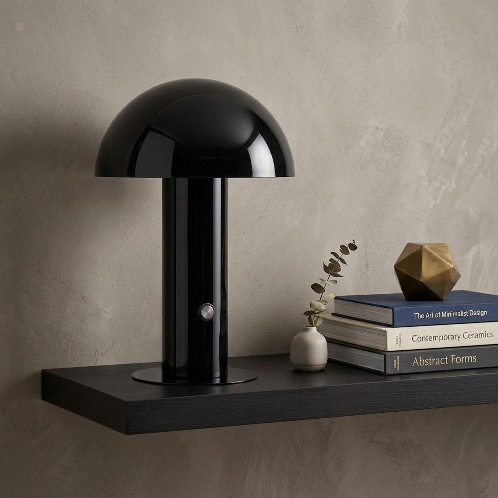 11" Black Novelty USB Table Lamp With Globe Shade