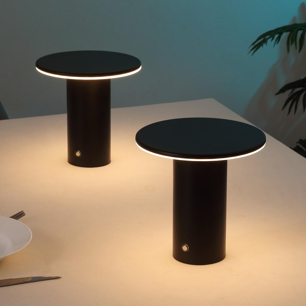 Set of Two 8" Clear USB Table Lamps