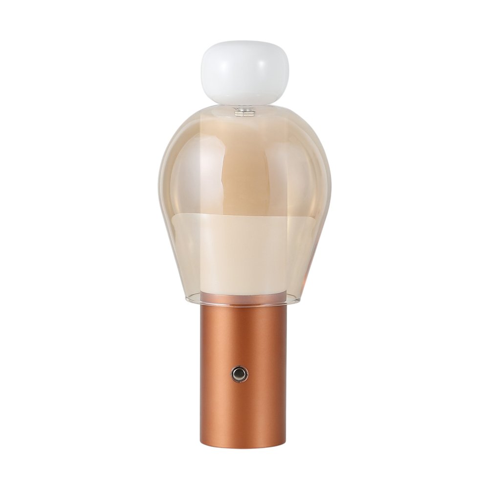 11" Copper Globe USB Table Lamp With Shade