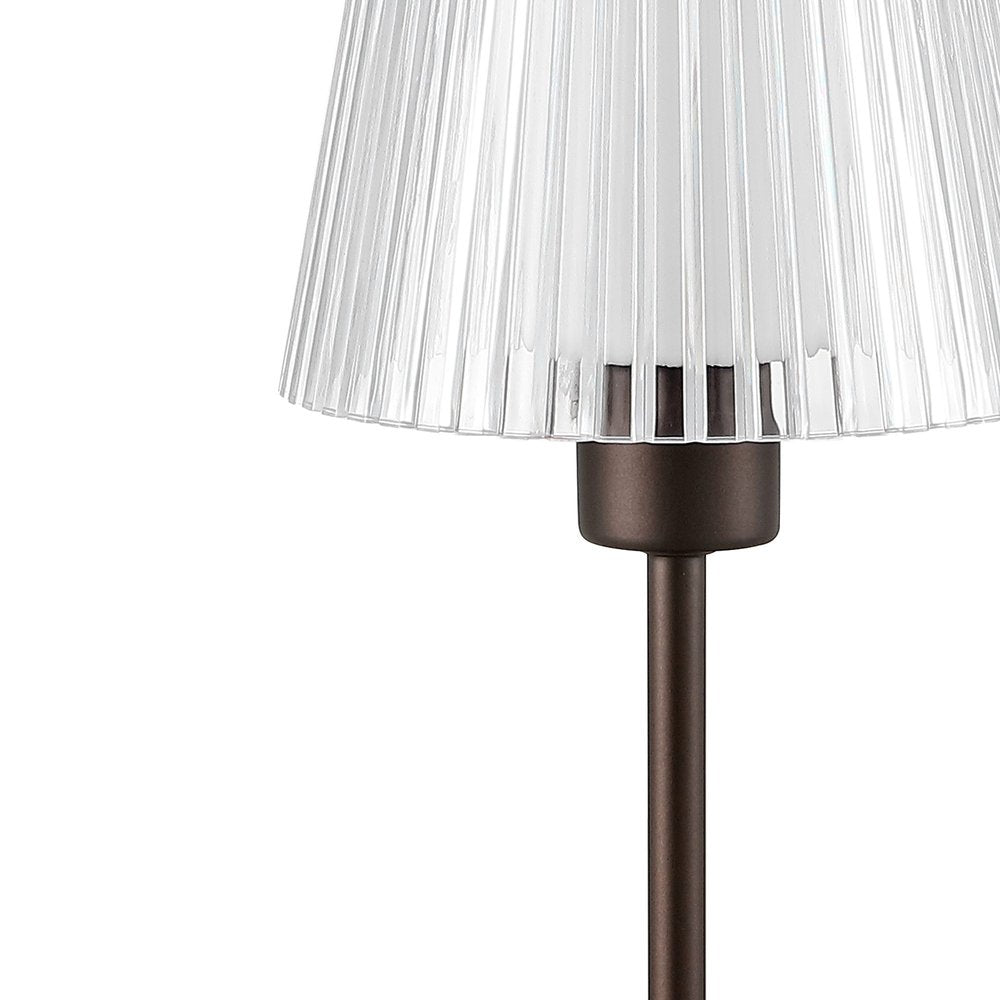 13" Antiqued Bronze USB Table Lamp With Empire Shade