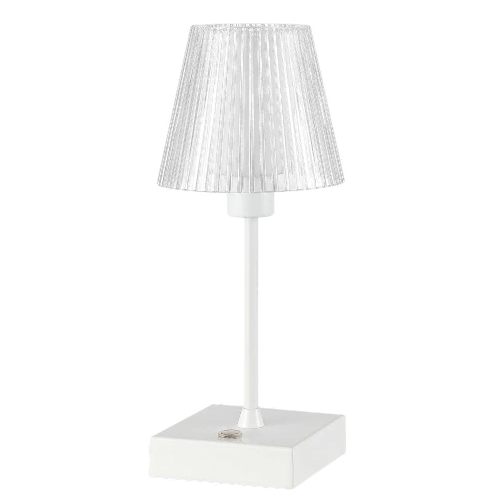 13" White USB Table Lamp With Empire Shade