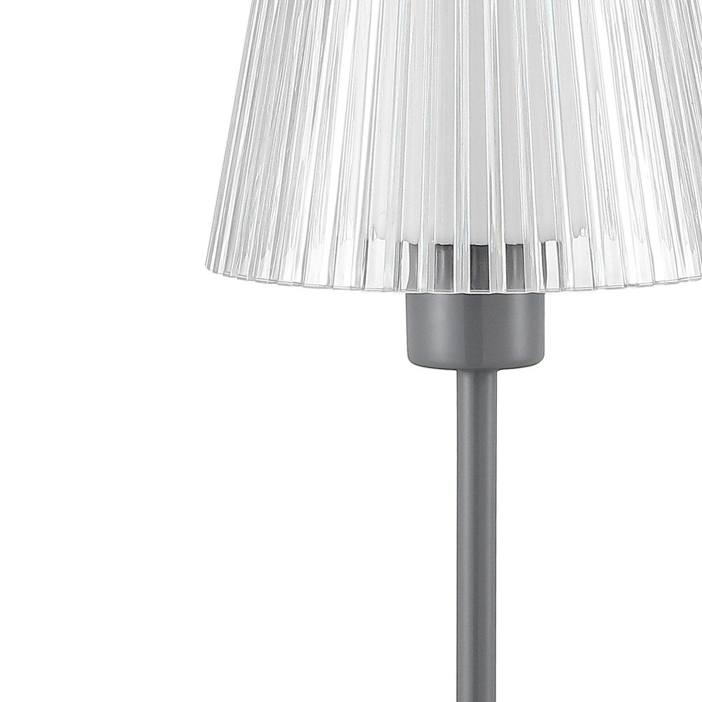 13" Gray USB Table Lamp With Empire Shade