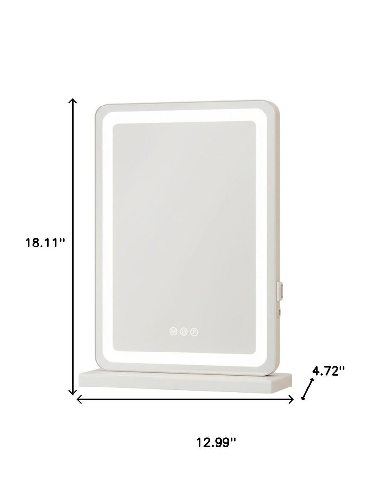 18" Lighted Freestanding Frameless Makeup Shaving Tabletop Mirror With USB