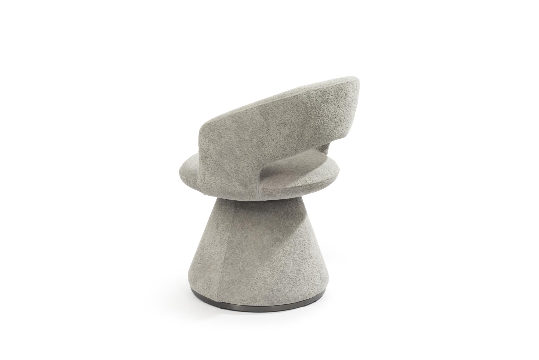 Dark Gray Boucle Partially Open Back Swivel Dining Arm Chair