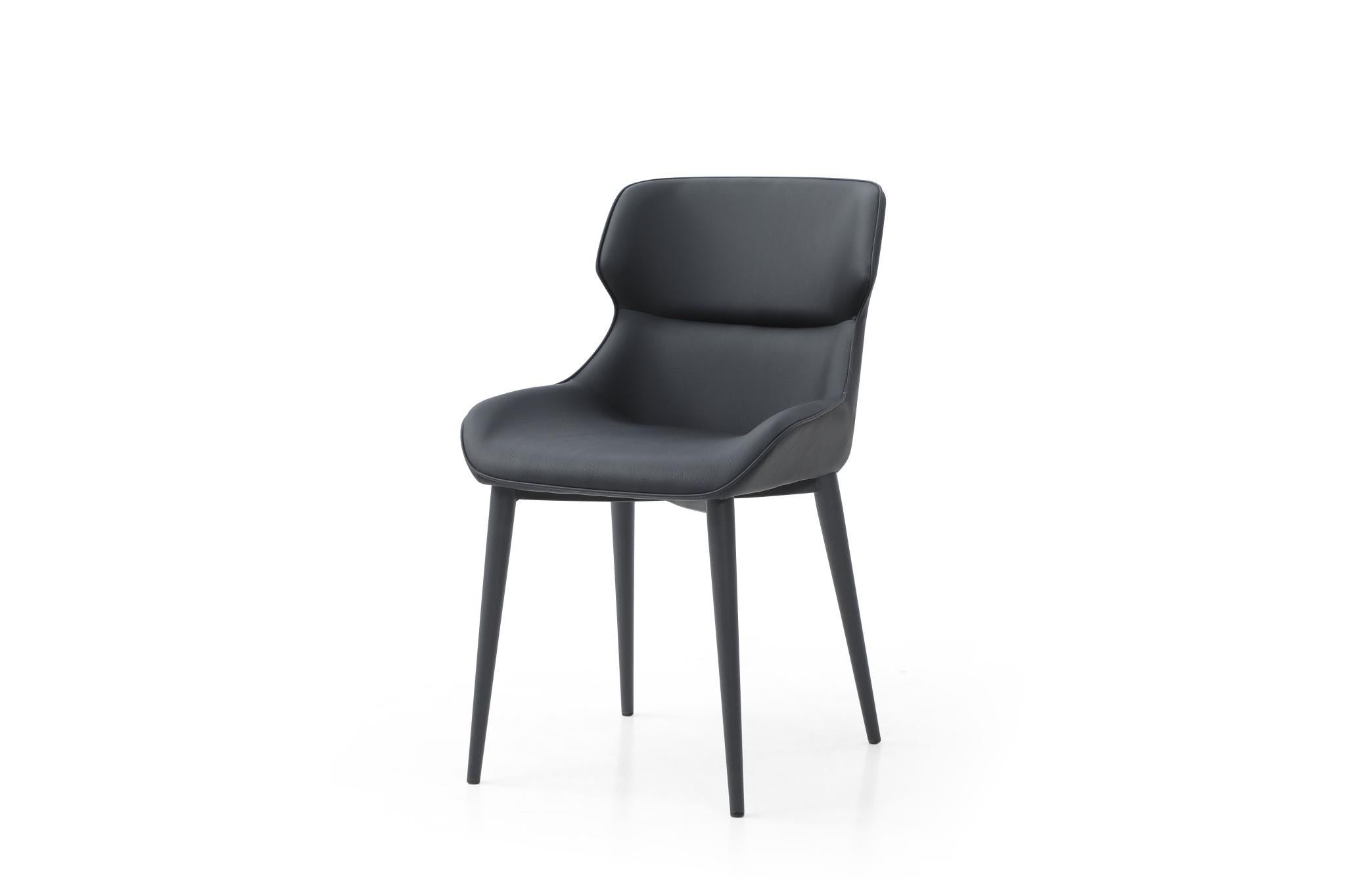 Black Faux Leather and Steel Wing Back Dining Side Chair