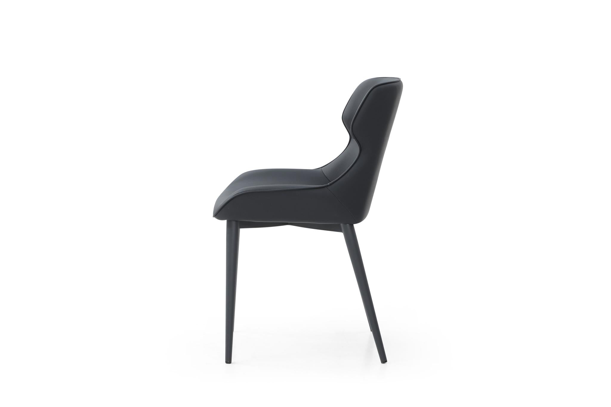Black Faux Leather and Steel Wing Back Dining Side Chair