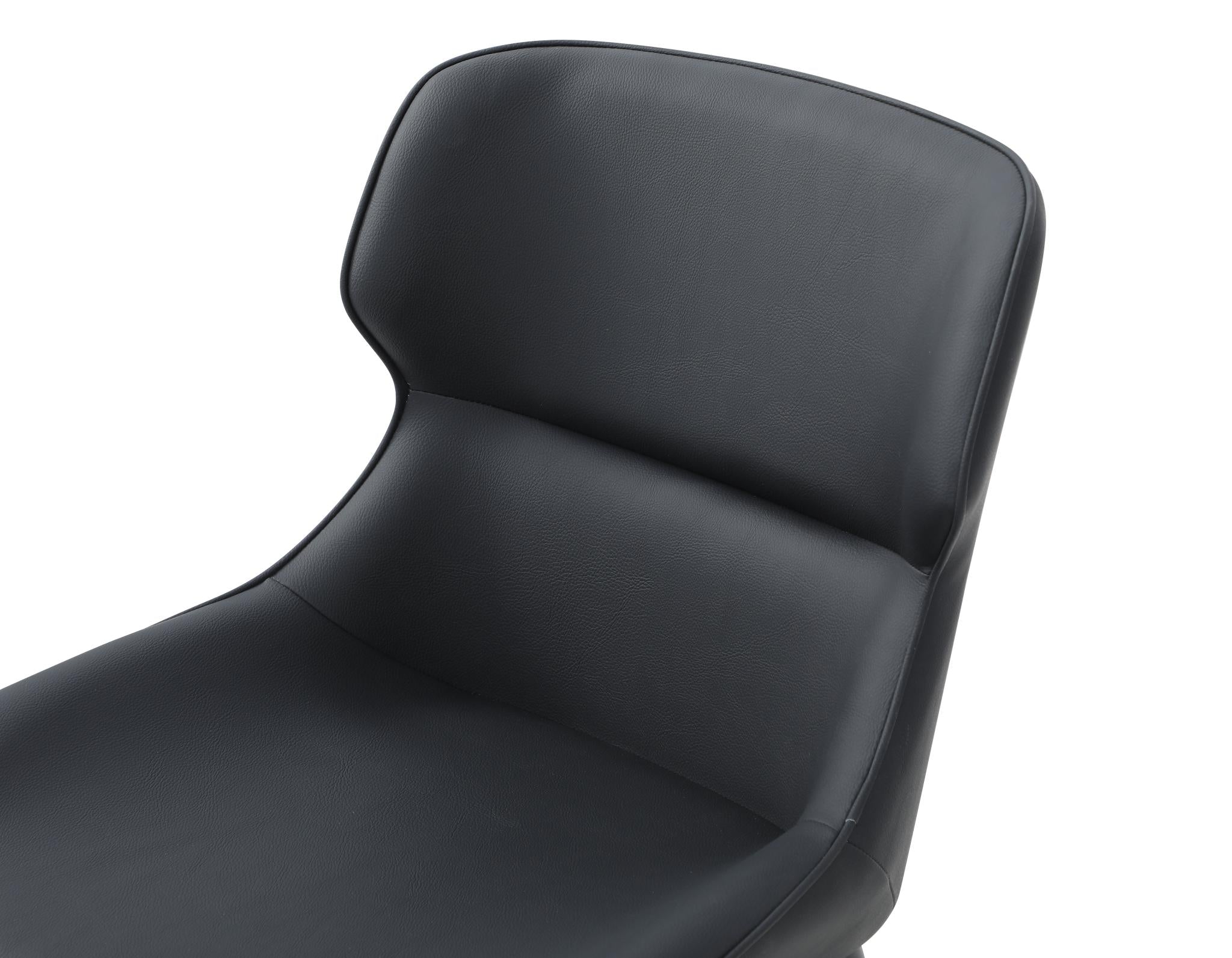 Black Faux Leather and Steel Wing Back Dining Side Chair
