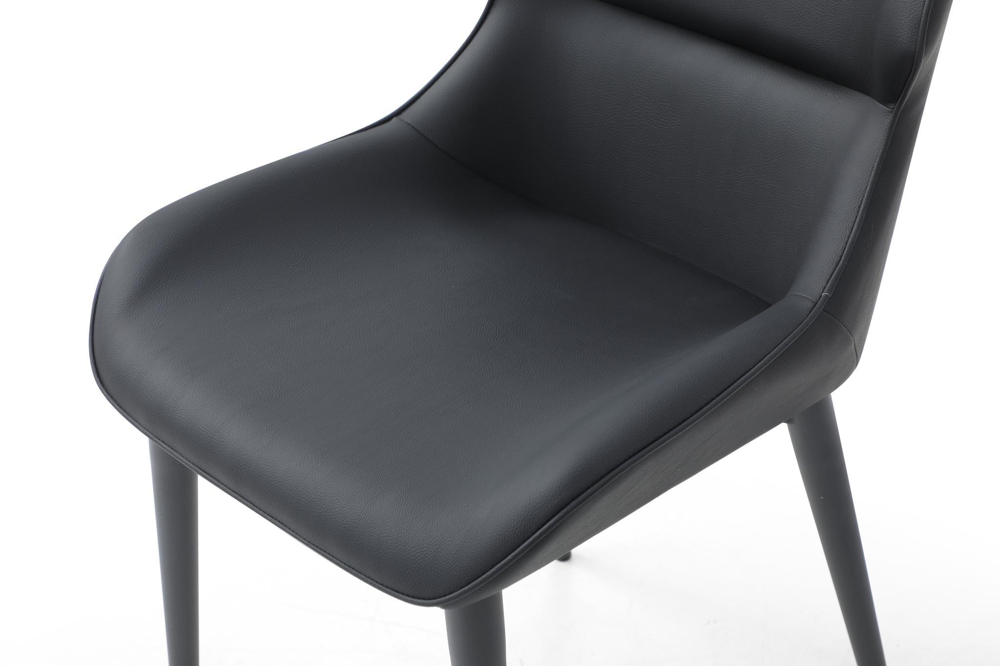 Black Faux Leather and Steel Wing Back Dining Side Chair