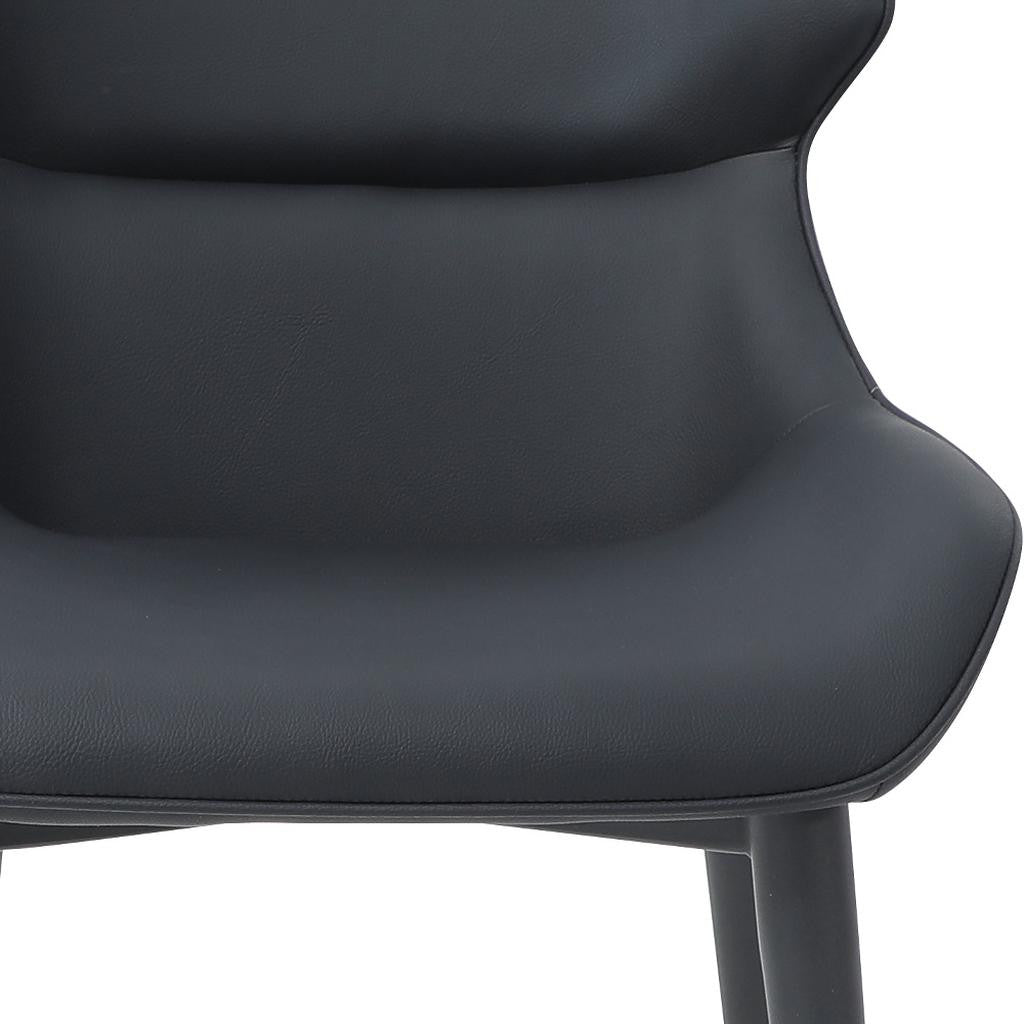 Black Faux Leather and Steel Wing Back Dining Side Chair
