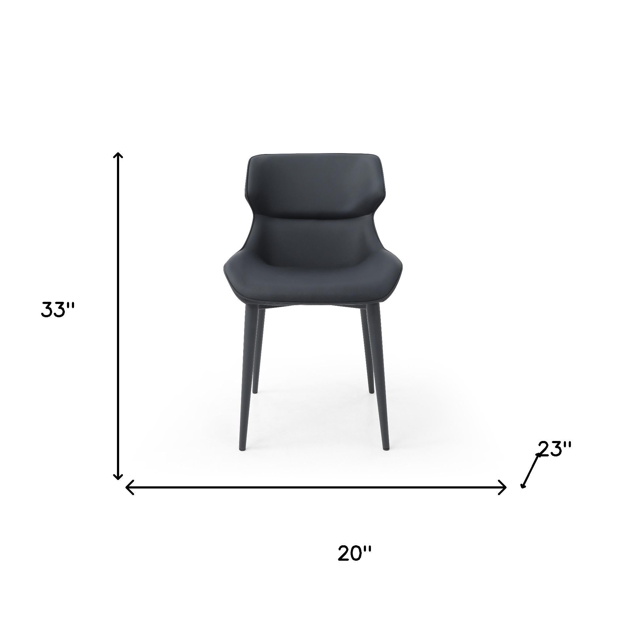 Black Faux Leather and Steel Wing Back Dining Side Chair