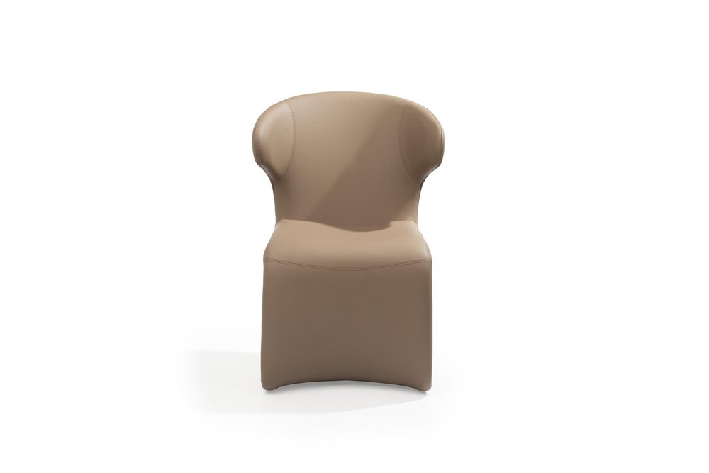 Light Brown Faux Leather Wing Back Dining Side Chair