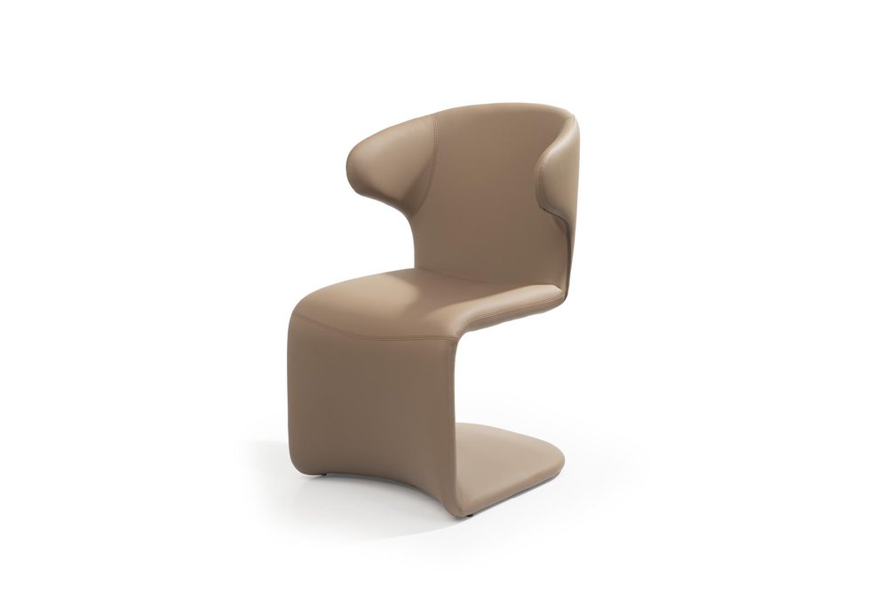 Light Brown Faux Leather Wing Back Dining Side Chair
