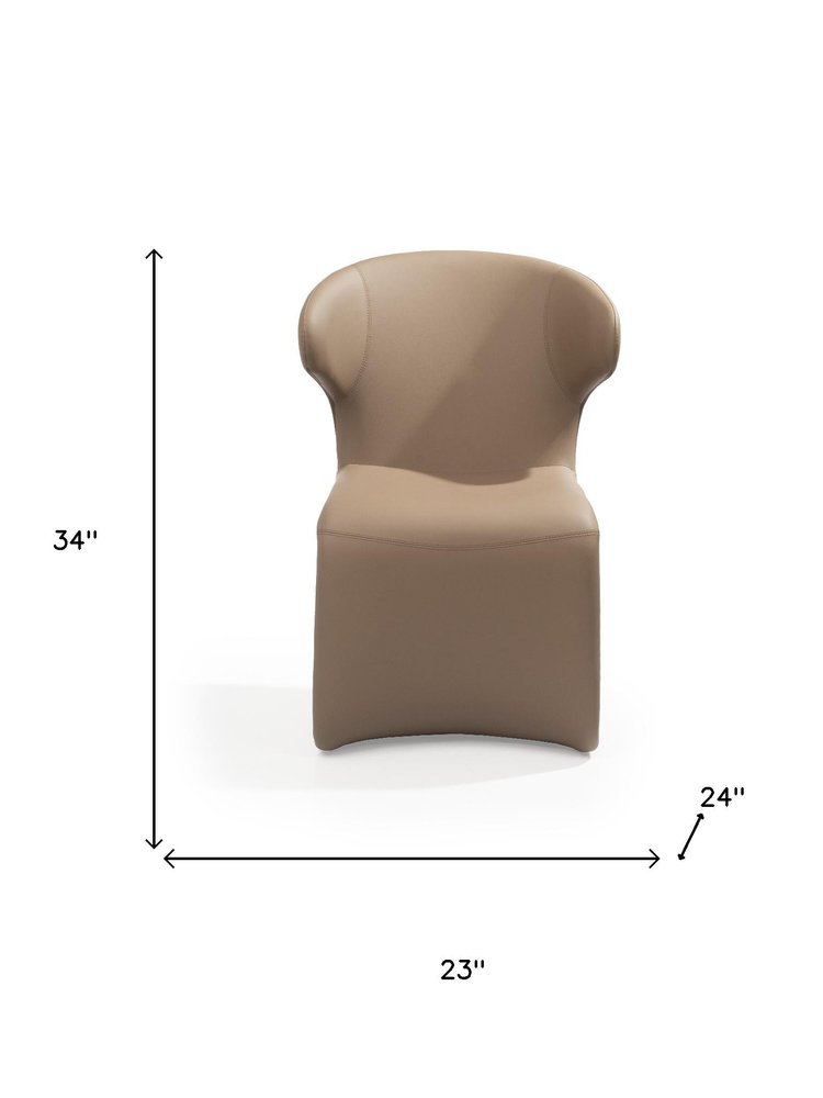Light Brown Faux Leather Wing Back Dining Side Chair