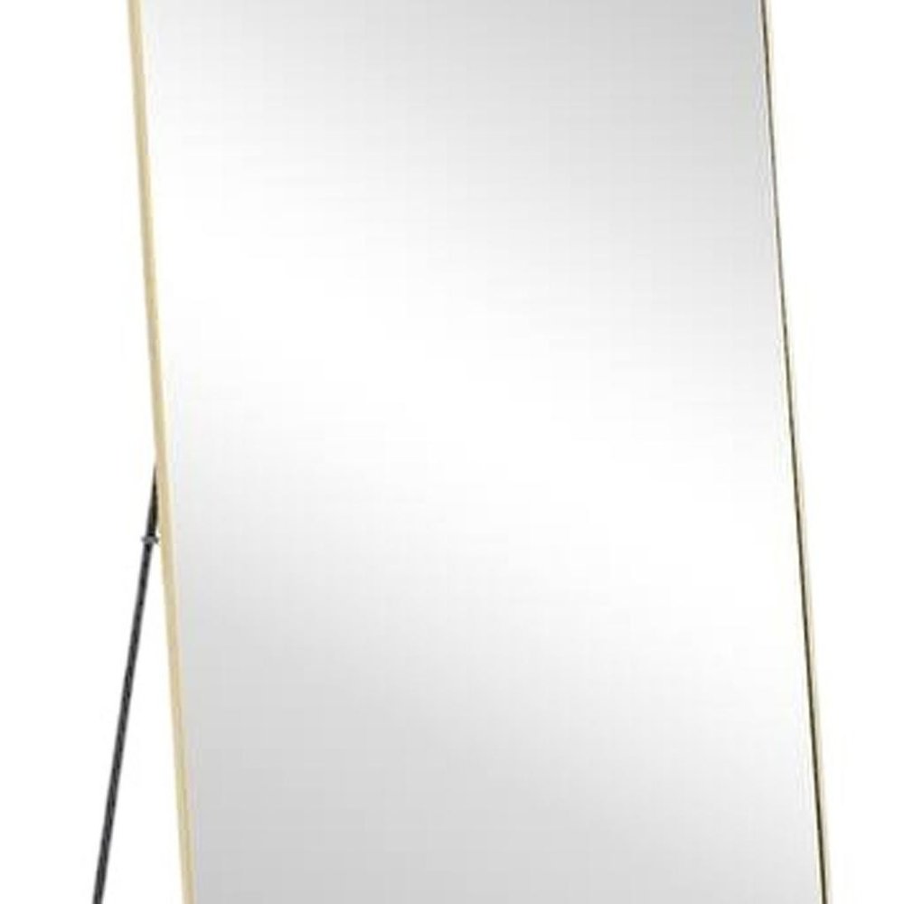 70" Gold Metal Wall Mounted Leaning And Freestanding Framed Standing Mirror