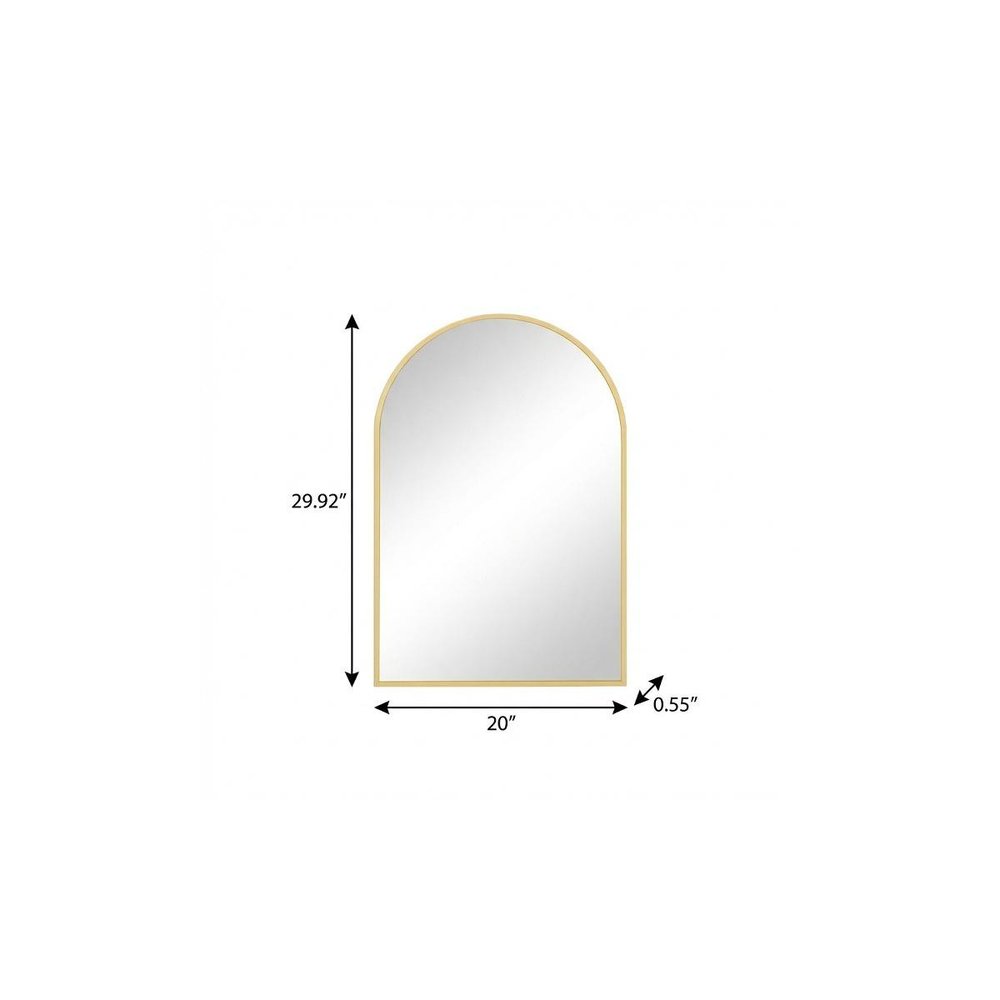 30" Gold Metal Arch Framed Accent Mirror