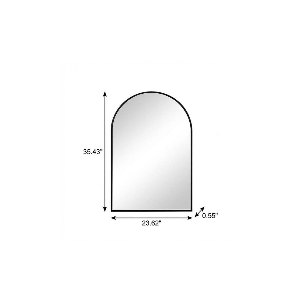 35" Black Metal Arch Framed Accent Mirror
