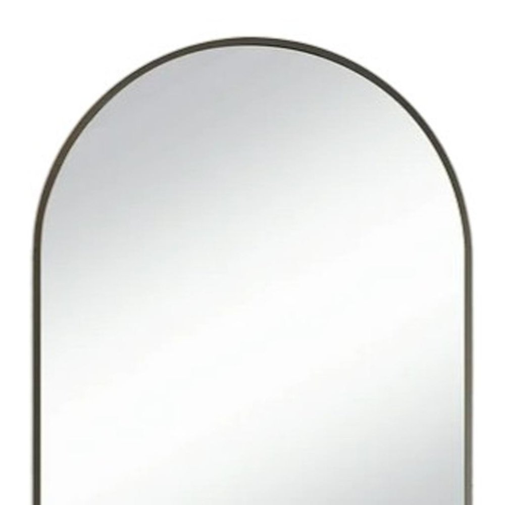 35" Black Metal Arch Framed Accent Mirror