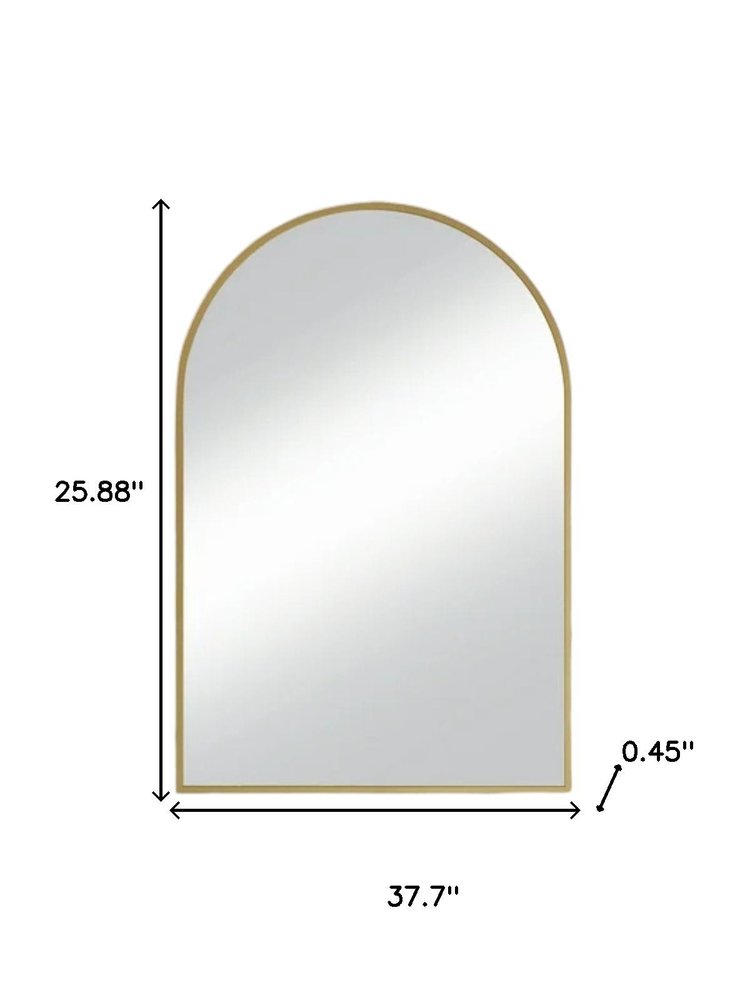 38" Gold Metal Arch Framed Accent Mirror