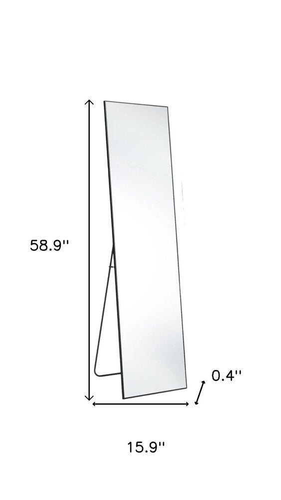59" Black Metal Wall Mounted Leaning And Freestanding Framed Standing Mirror