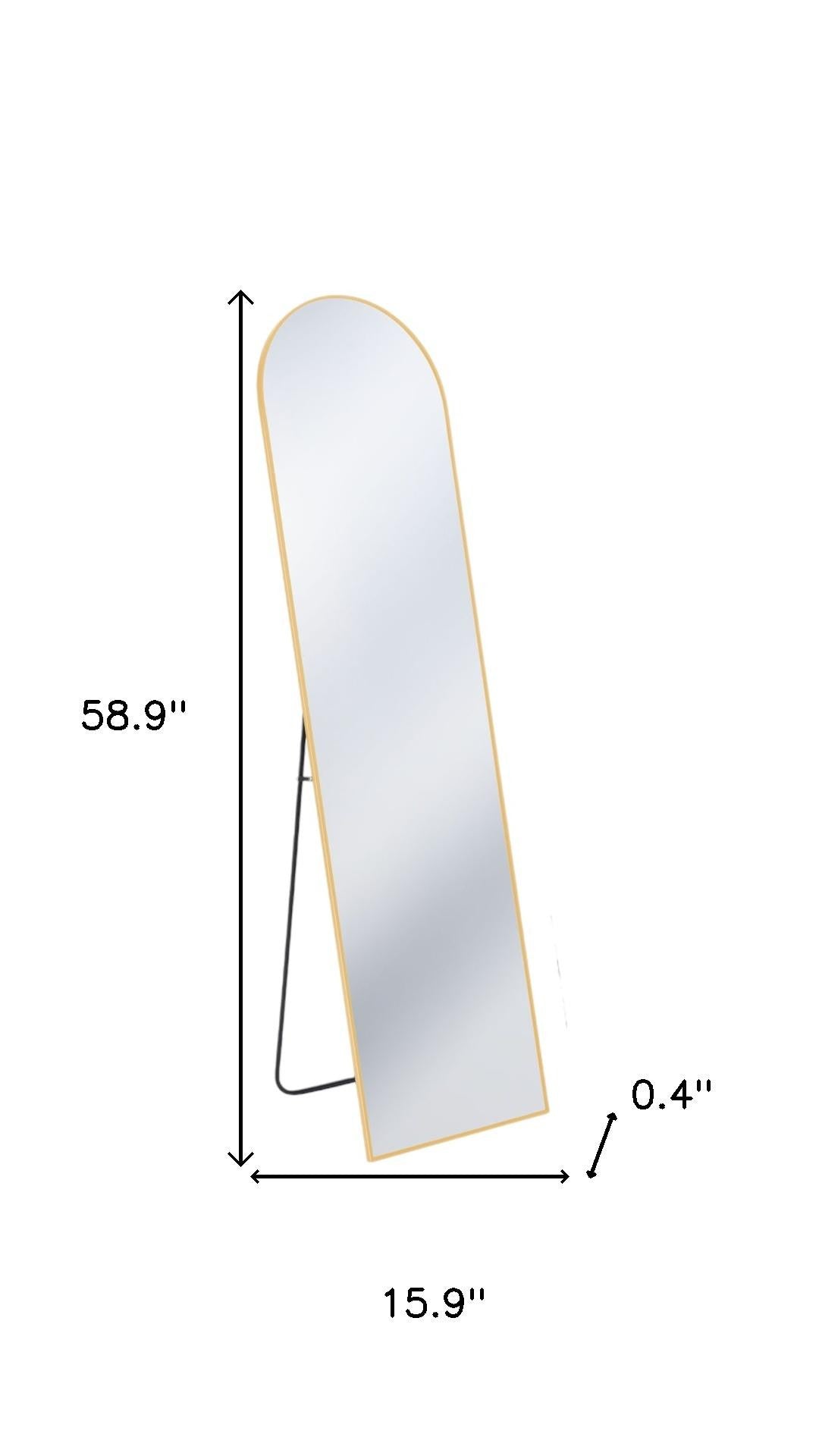 59" Gold Metal Arch Wall Mounted Leaning And Freestanding Framed Full Length Mirror