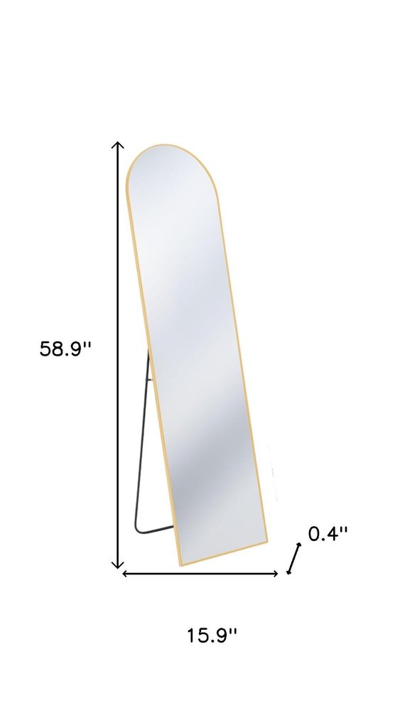 59" Black Metal Arch Wall Mounted Leaning Or Freestanding Framed Full Length Mirror