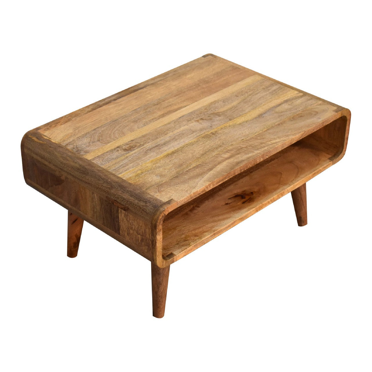 26" Brown Solid Wood Open Shelving TV Stand