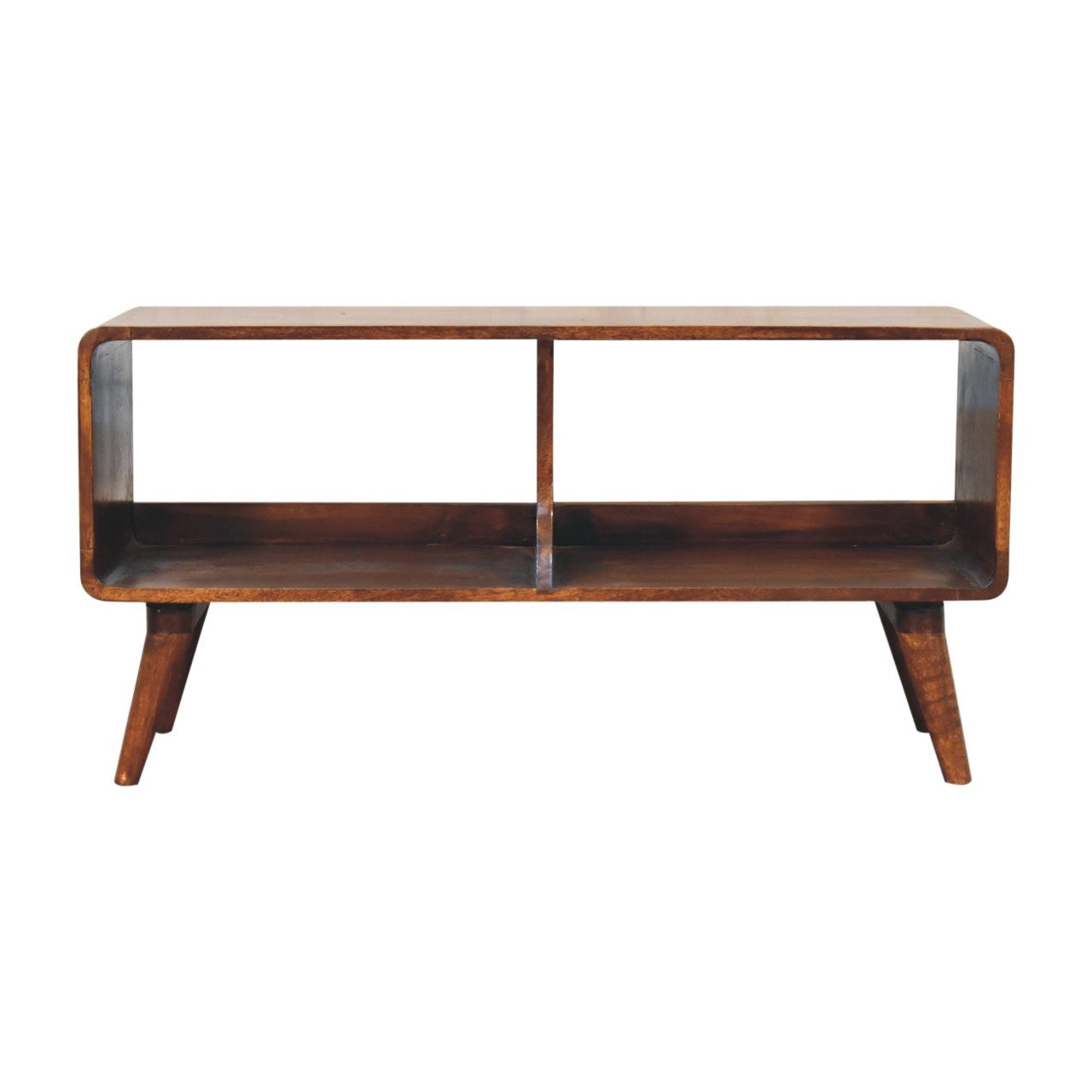 39" Brown Solid Wood Enclosed and Open Storage TV Stand