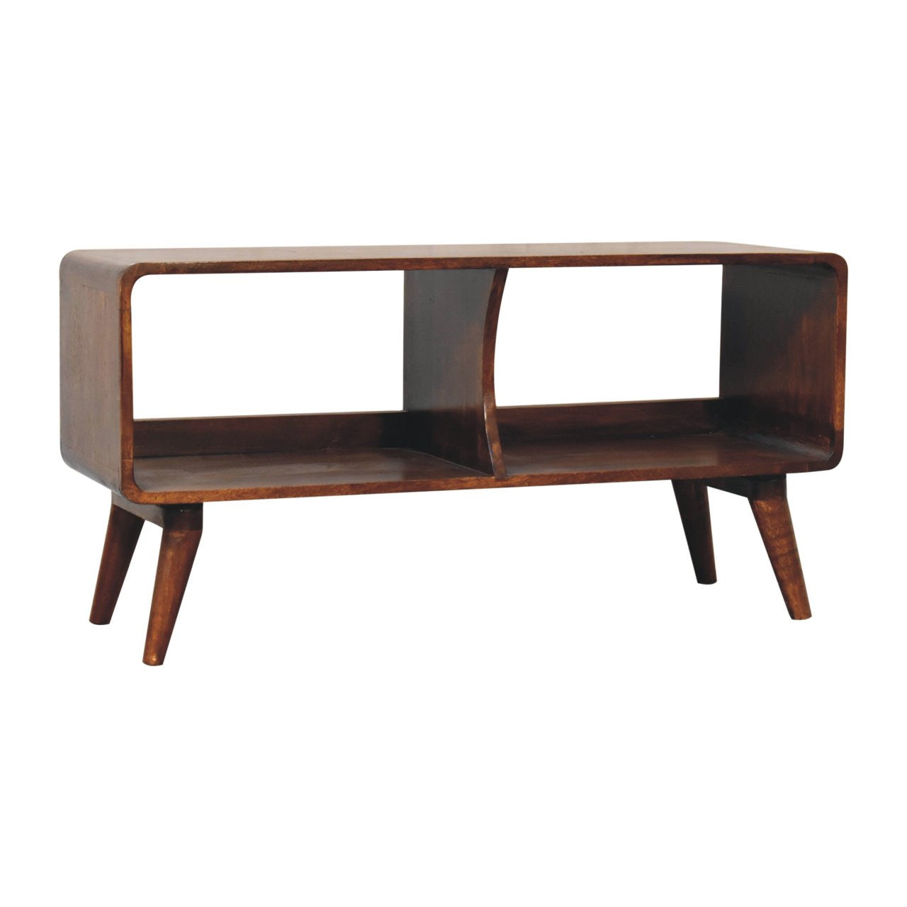 39" Brown Solid Wood Enclosed and Open Storage TV Stand