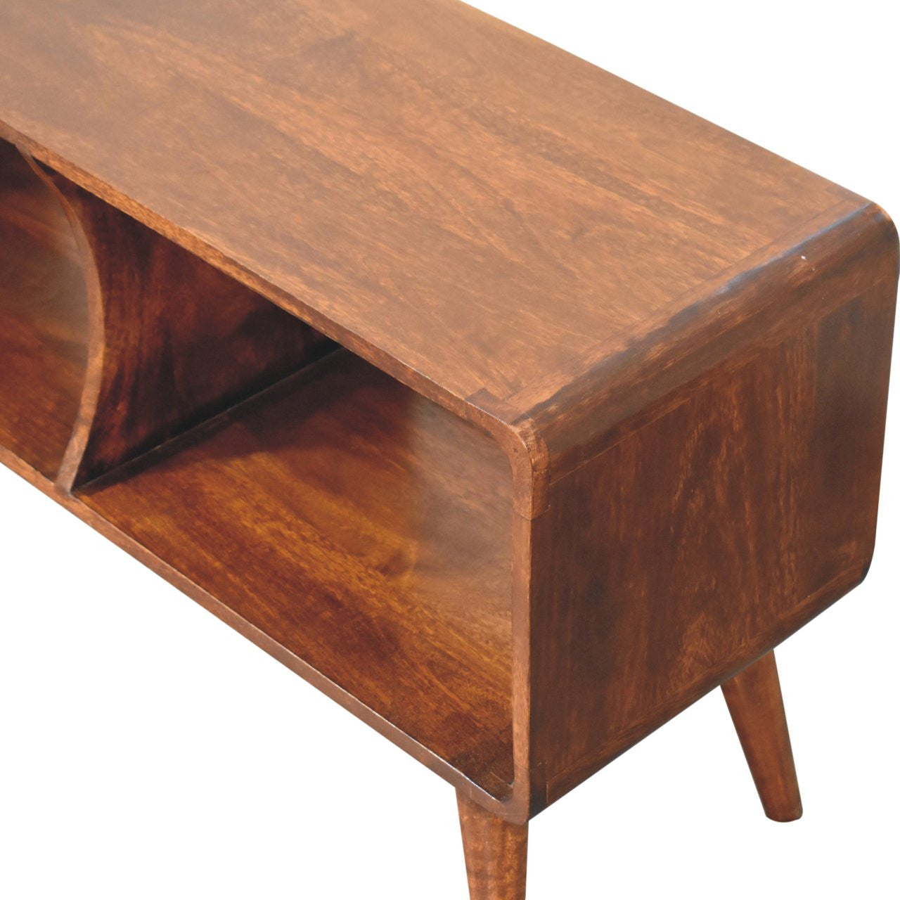 39" Brown Solid Wood Enclosed and Open Storage TV Stand