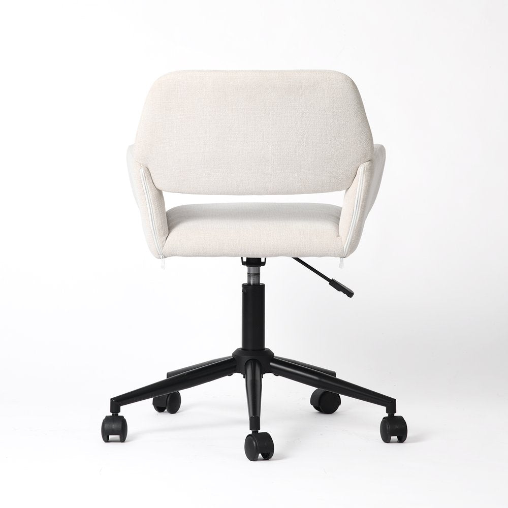 Beige and Black Adjustable Height Swivel Rolling Office Chair