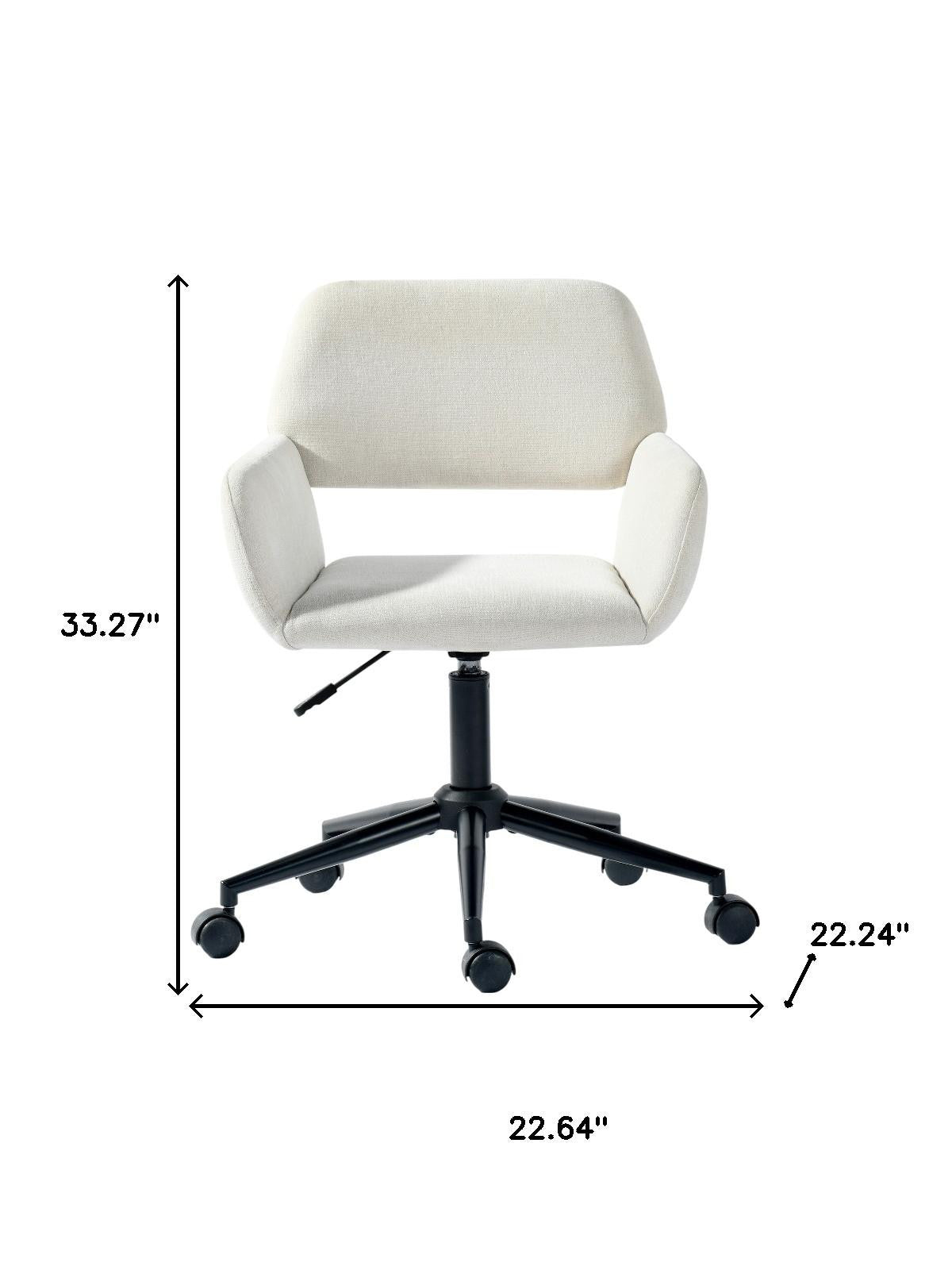 Beige and Black Adjustable Height Swivel Rolling Office Chair