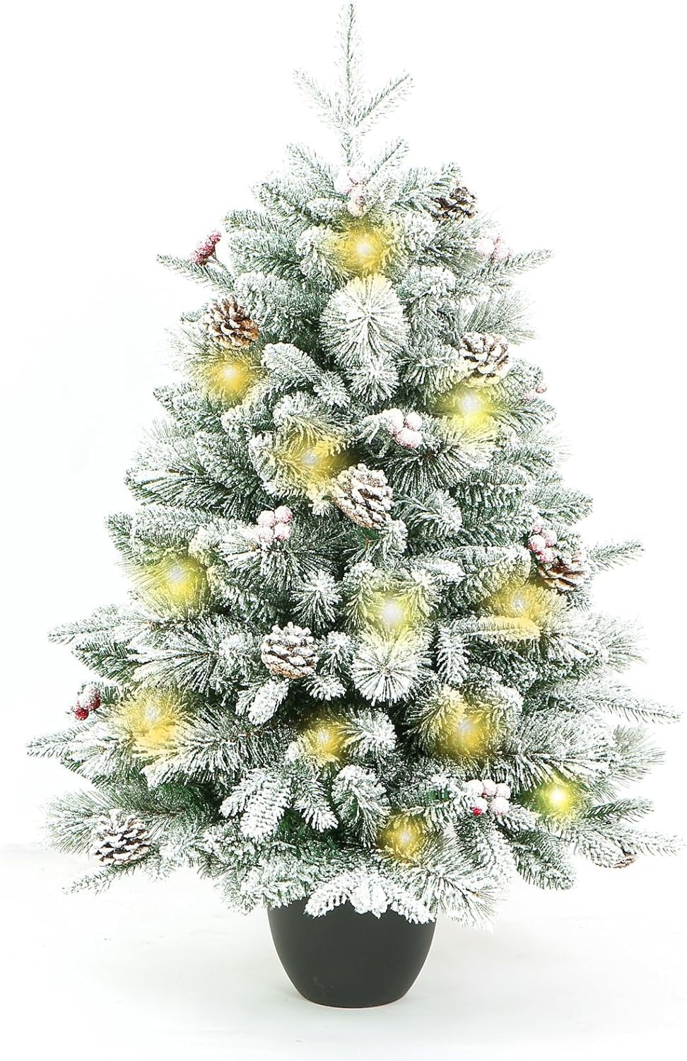 3' Full Flocked Pine Christmas Tree With Decorations