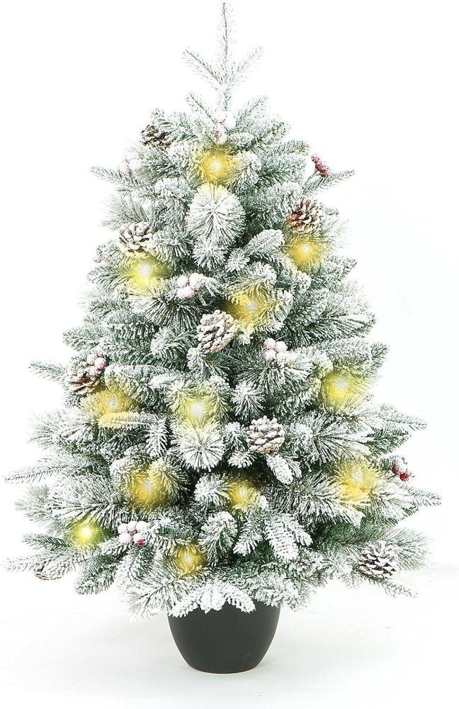 3' Full Flocked Pine Christmas Tree With Decorations