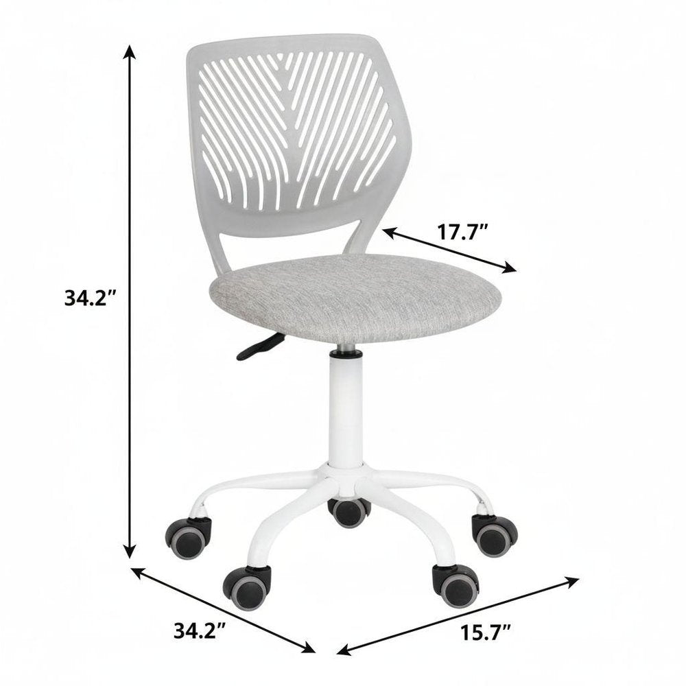 Gray and White Adjustable Height Swivel Rolling Office Chair