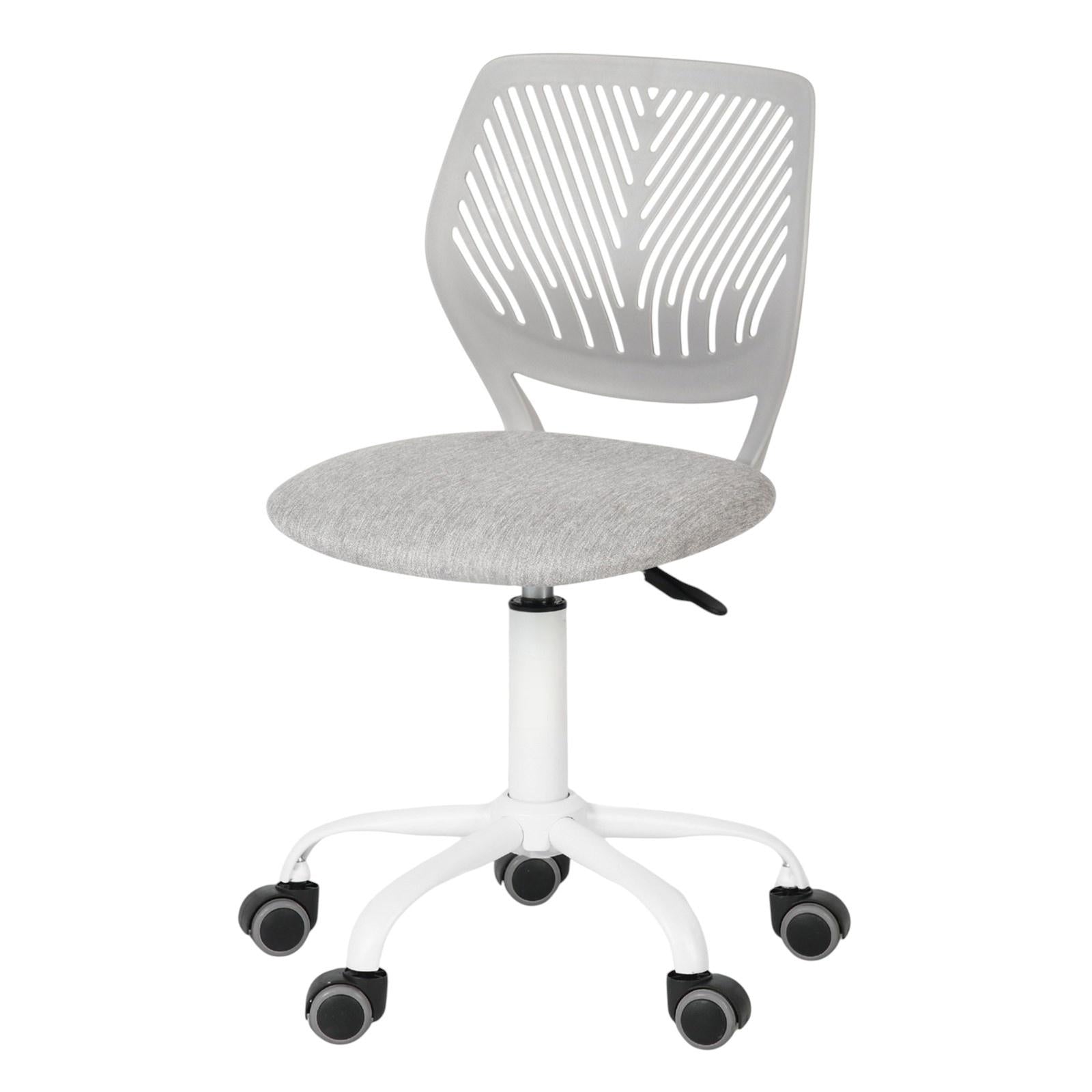 Gray and White Adjustable Height Swivel Rolling Office Chair