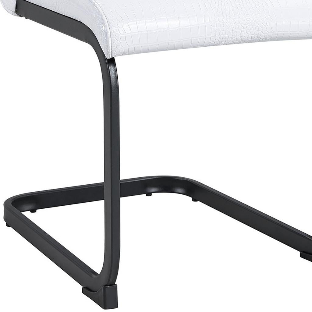 Set of Two White And Black Tufted Faux Leather And Metal Dining Side Chairs