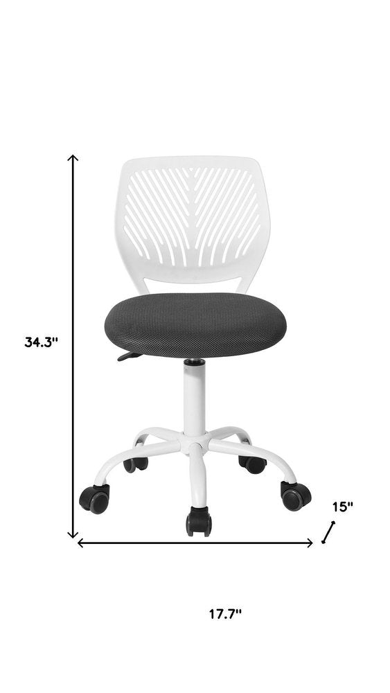 Gray and White Adjustable Height Swivel Rolling Office Chair
