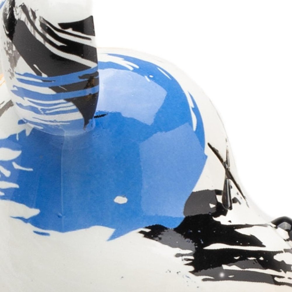 8" White And Blue Resin Statue