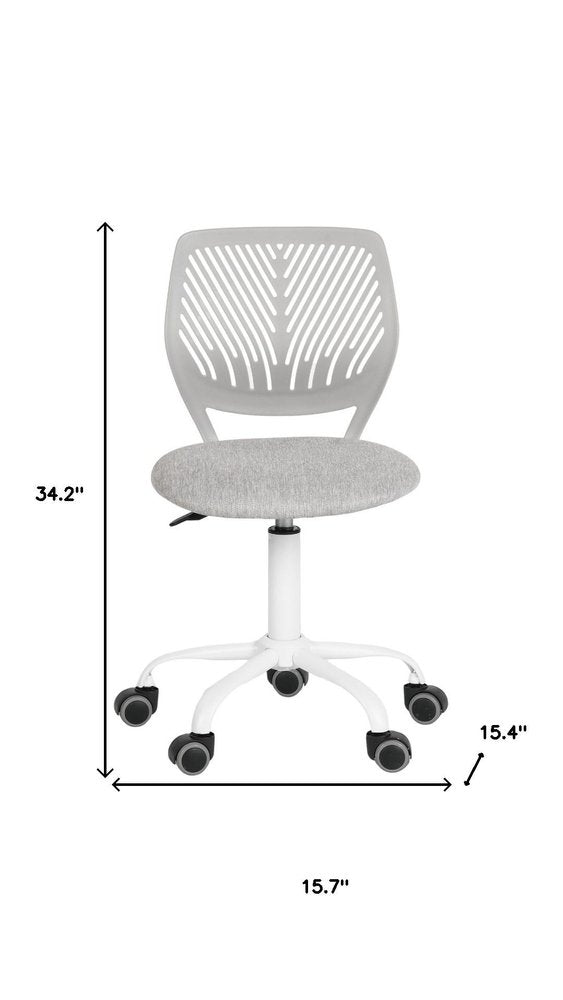 Gray and White Adjustable Height Swivel Rolling Office Chair