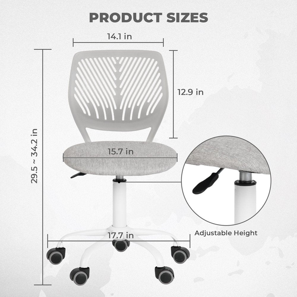 Gray and White Adjustable Height Swivel Rolling Office Chair