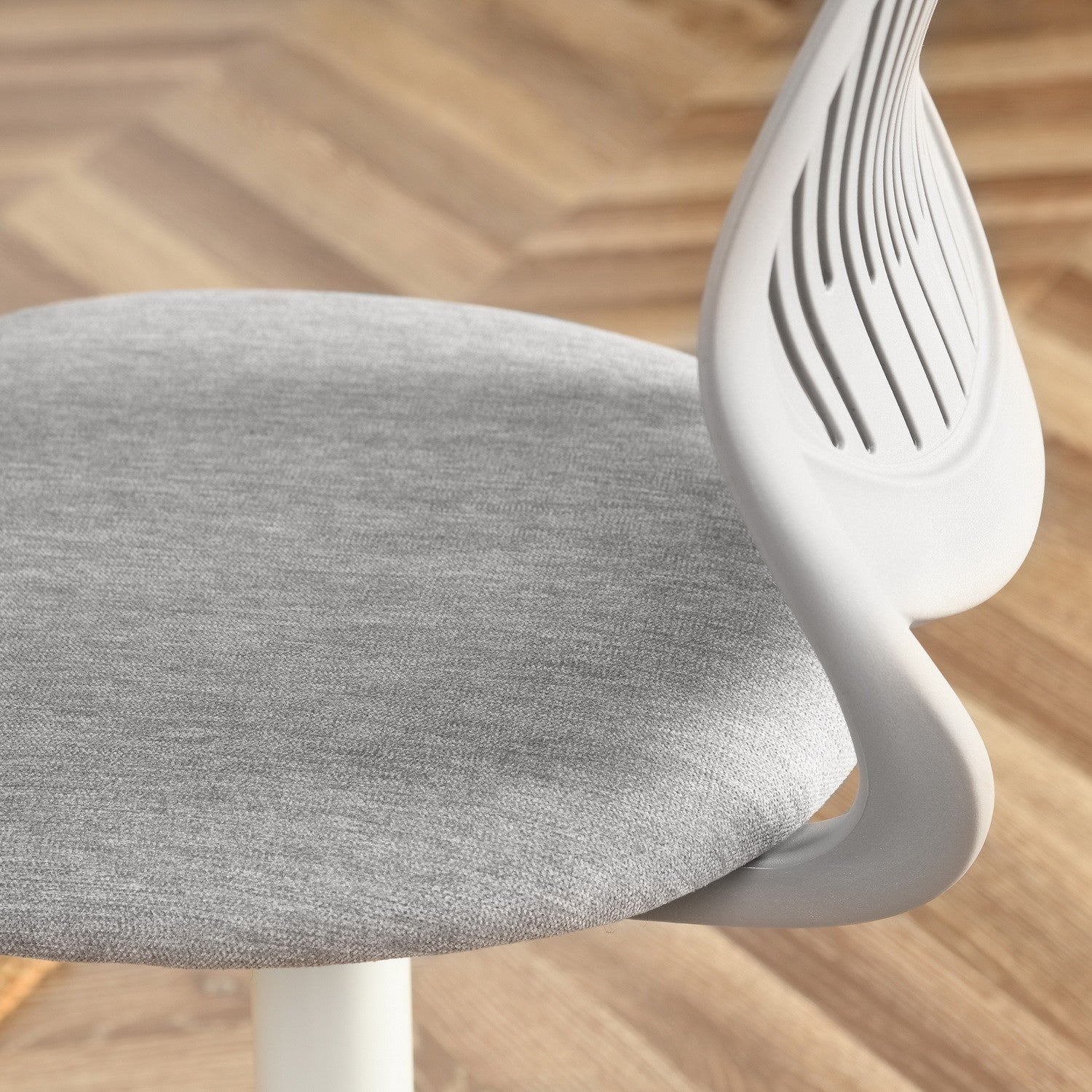 Gray and White Adjustable Height Swivel Rolling Office Chair