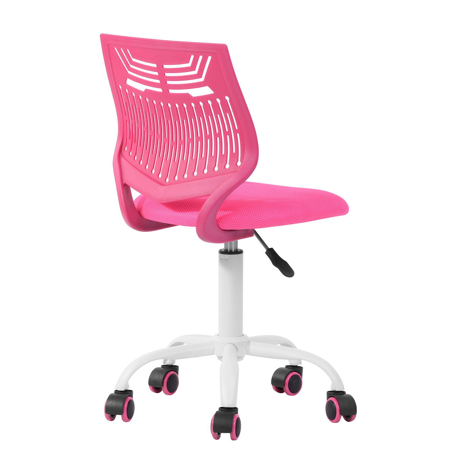 Fuchsia and White Adjustable Height Swivel Rolling Office Chair