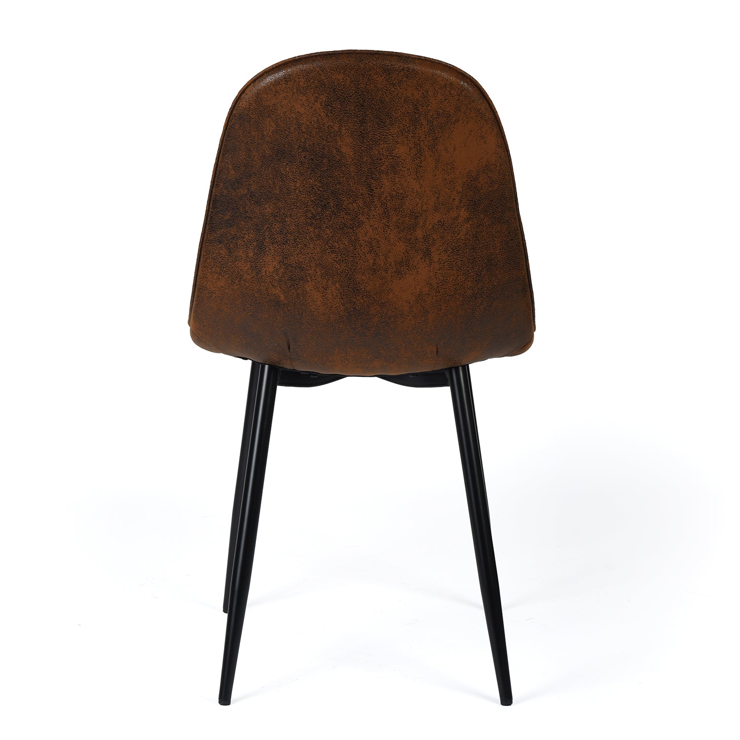 Set of Four Espresso and Black Faux Suede and Steel Dining Side Chairs