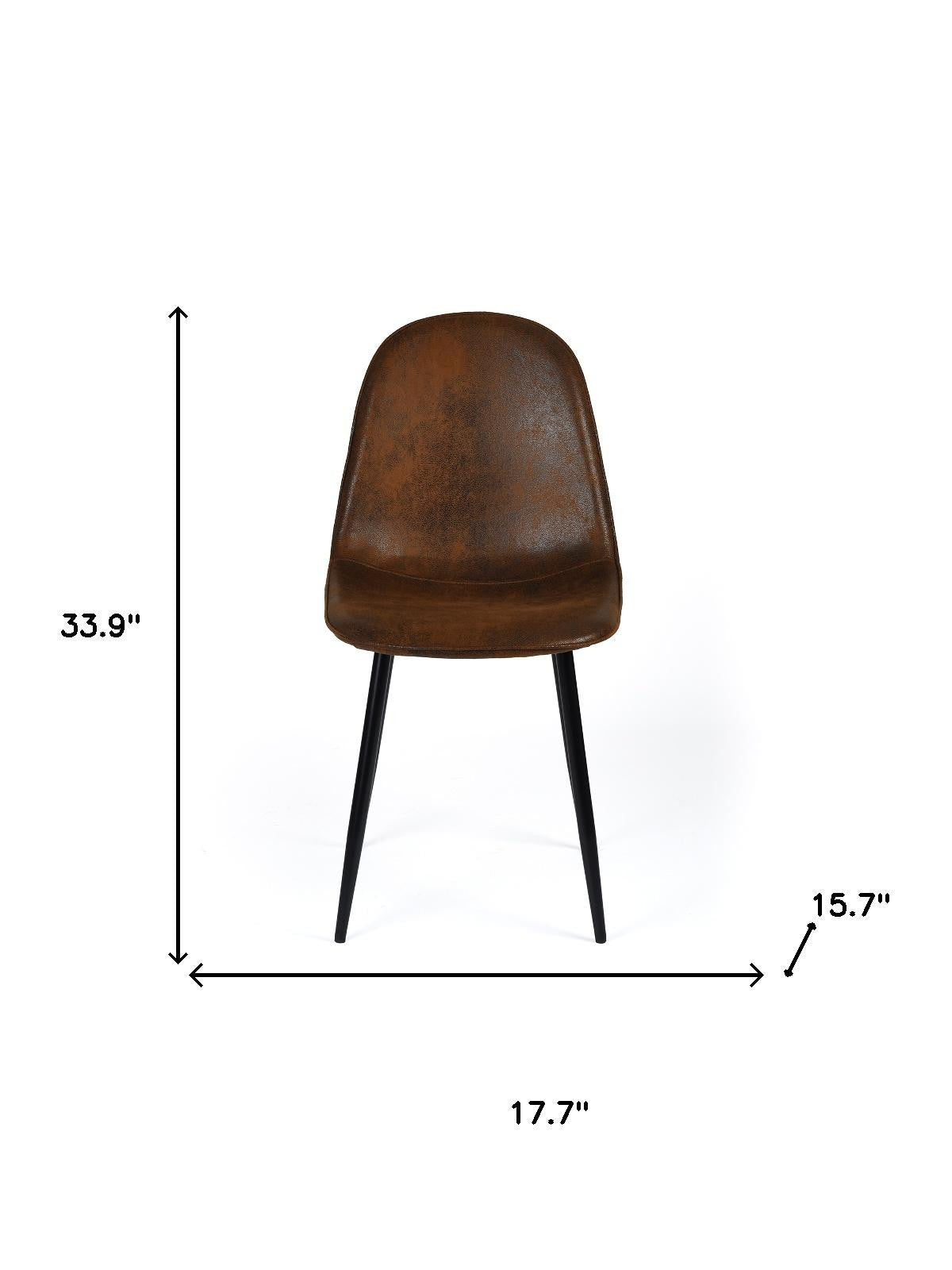 Set of Four Espresso and Black Faux Suede and Steel Dining Side Chairs