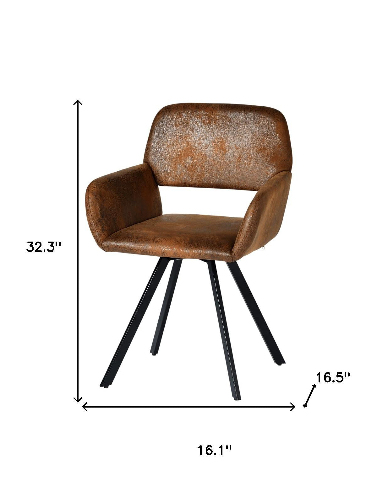 Set of Two Espresso and Black Faux Suede and Steel Dining Arm Chairs