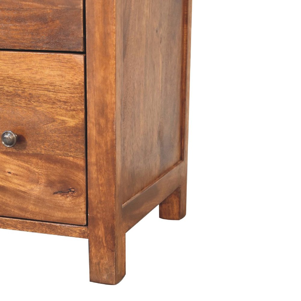 28" Brown Solid Wood Three Drawer Sideboard