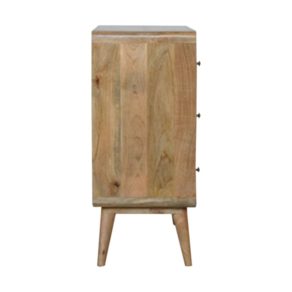 28" Brown Solid Wood Three Drawer Sideboard